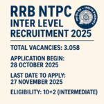 RRB NTPC Inter Level Recruitment 2025
